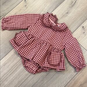 Nicole Miller Pink Checkered Baby Romper